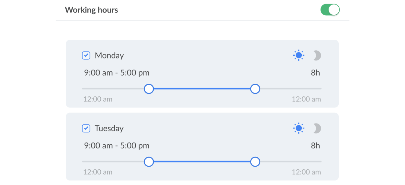 Work scheduler in LiveChat