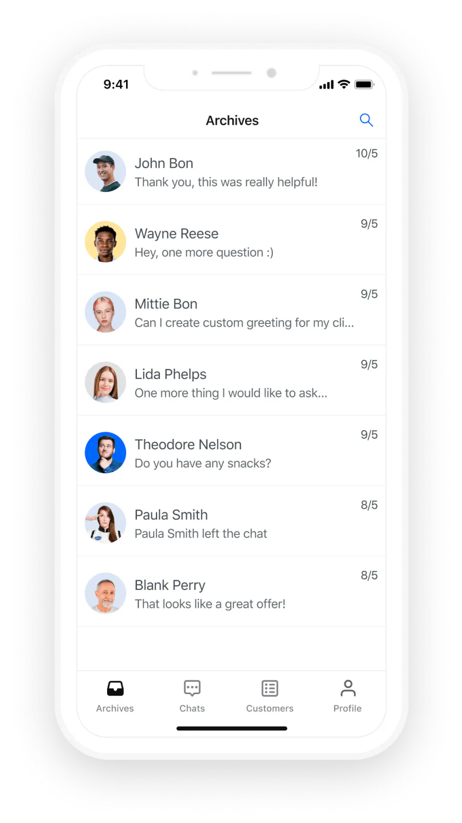 Chat history in LiveChat app for iPhone