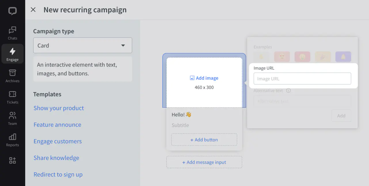 A screenshot presenting how to set a Campaign template