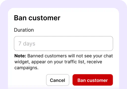 Ban visitors is one of the areas available in the chat feed inside the Archives section of the LiveChat agent app. It's where you can block certain customers when necessary.